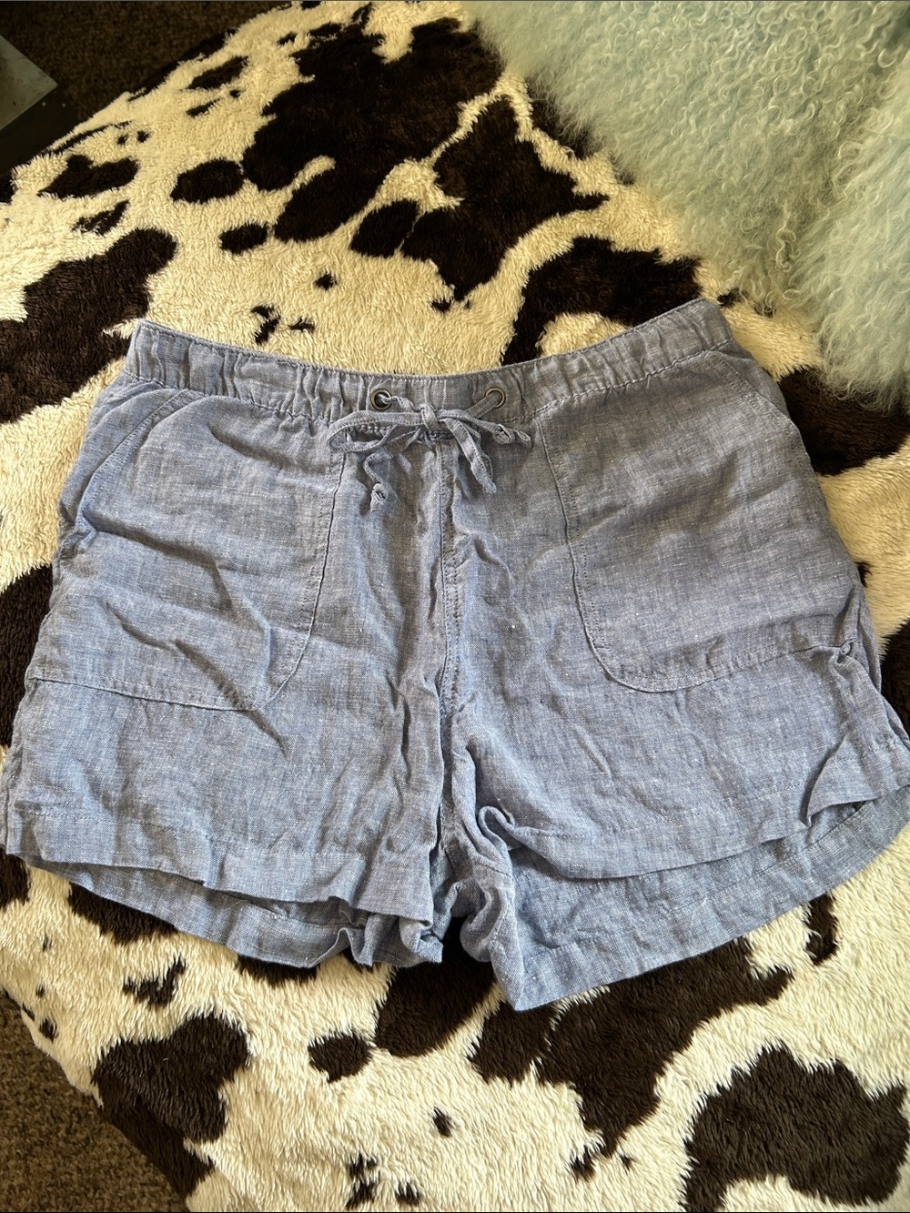 C&C California Light Blue Linen Drawstring Shorts